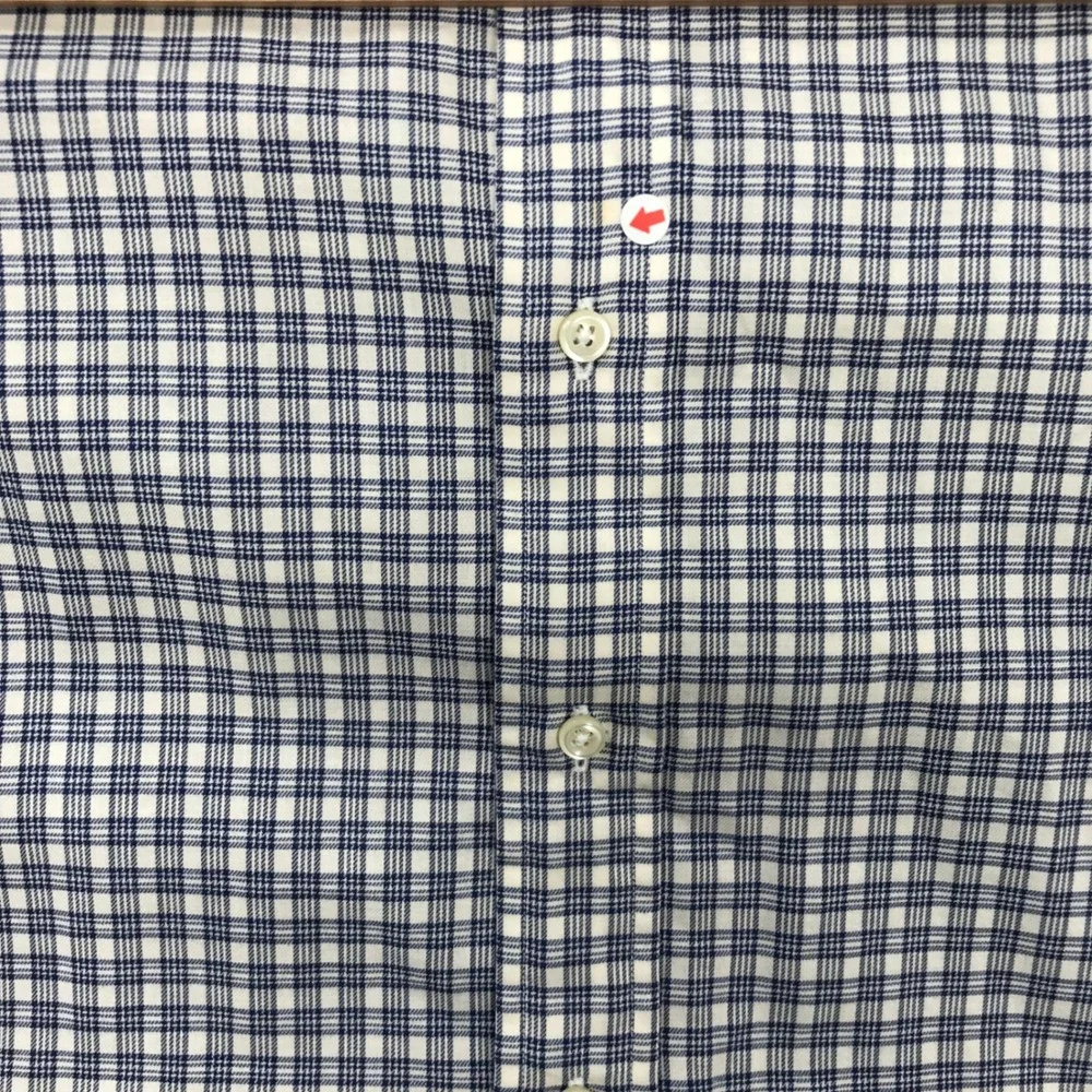 Polo Ralph Lauren Yarmouth Mens 16.5 32/33 Blue White Plaid Cotton Dress Shirt